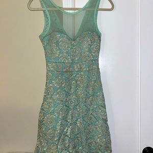 Turquoise & gold dress